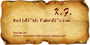 Kolláth Fabrícius névjegykártya